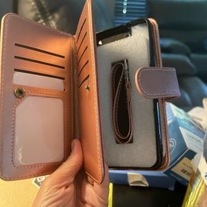 Galaxy s21 wallet phone case rose gold magnet latch and strap. Brand new